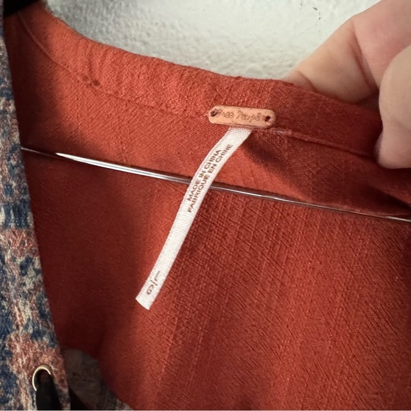 Free People L Wildest Moment Lace Up Tunic Bohemian Indie Rust Festival - Picture 5 of 15